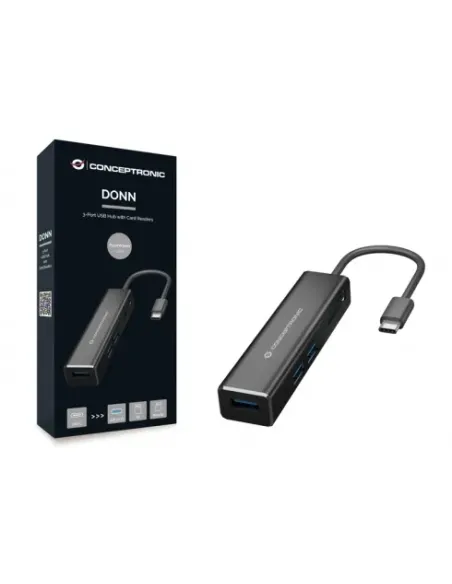 Conceptronic DONN08B base para portátil y replicador de puertos USB 3.2 Gen 1 (3.1 Gen 1) Type-C Negro