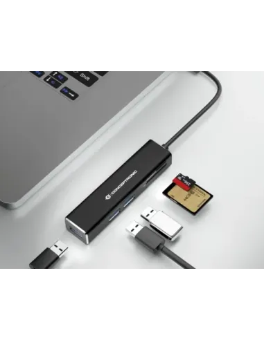 Conceptronic DONN08B base para portátil y replicador de puertos USB 3.2 Gen 1 (3.1 Gen 1) Type-C Negro