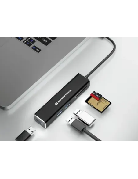 Conceptronic DONN08B base para portátil y replicador de puertos USB 3.2 Gen 1 (3.1 Gen 1) Type-C Negro