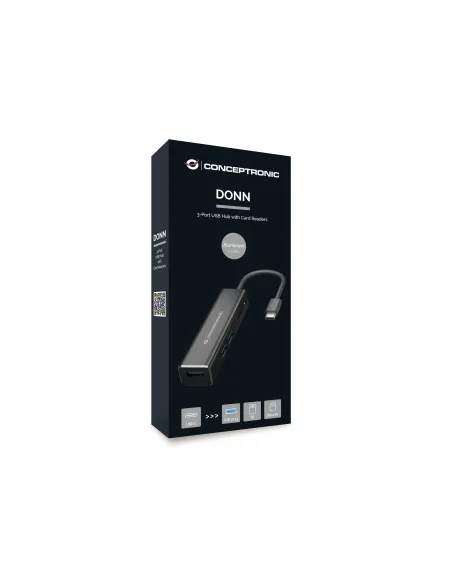 Conceptronic DONN08B base para portátil y replicador de puertos USB 3.2 Gen 1 (3.1 Gen 1) Type-C Negro