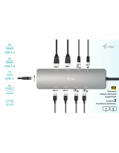 i-tec USB-C Metal Nano 2x Display Docking Station + Power Delivery 100 W