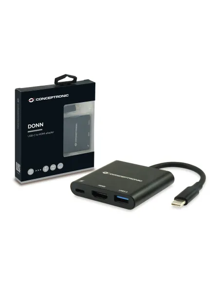 Conceptronic DONN01B base para portátil y replicador de puertos USB 3.2 Gen 1 (3.1 Gen 1) Type-C Negro