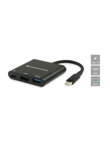 Conceptronic DONN01B base para portátil y replicador de puertos USB 3.2 Gen 1 (3.1 Gen 1) Type-C Negro