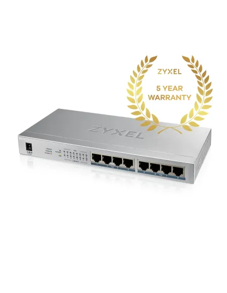 Zyxel GS1008HP No administrado Gigabit Ethernet (10 100 1000) Energía sobre Ethernet (PoE) Gris