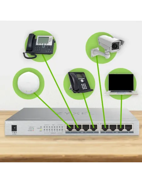 Zyxel GS1008HP No administrado Gigabit Ethernet (10 100 1000) Energía sobre Ethernet (PoE) Gris