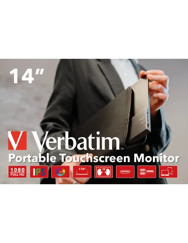 Verbatim 49591 pantalla para PC 35,6 cm (14") 1920 x 1080 Pixeles Full HD LCD Pantalla táctil Negro