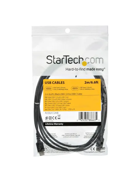 StarTech.com Cable de 2m de Carga USB C - de Carga Rápida y Sincronización USB 2.0 Tipo C a USB C para Portátiles -