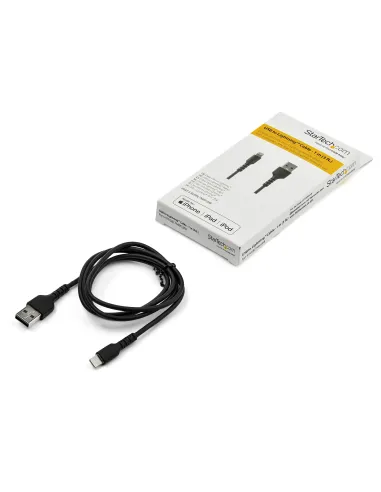 StarTech.com Cable Resistente USB-A a Lightning de 1 m Negro - Cable de Alimentación y Sincronización USB Tipo A a Lightning