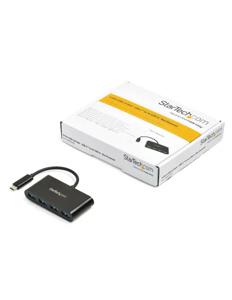 StarTech.com Hub Concentrador USB 3.0 (5Gbps) de 4 Puertos - Ladrón USB-C a 4x USB A - Alimentado por el Bus