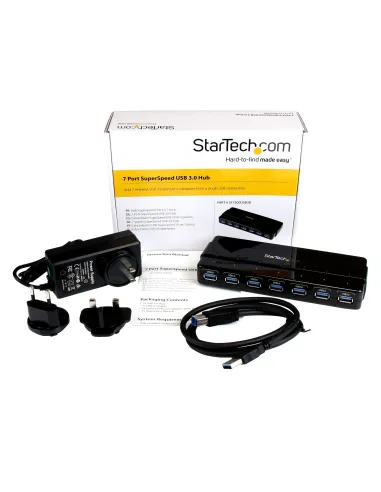 StarTech.com Concentrador Ladrón USB 3.0 de 7 Puertos - 5Gbps - Hub de Sobremesa