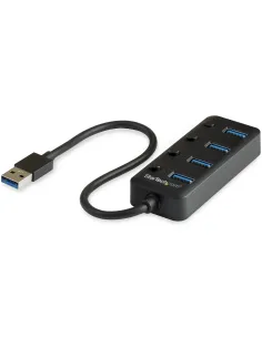 StarTech.com Hub Ladrón USB 3.0 4 Puertos - USB-A a USB 3.0 Tipo A con Interruptores Individuales de Encendido Apagado - USB