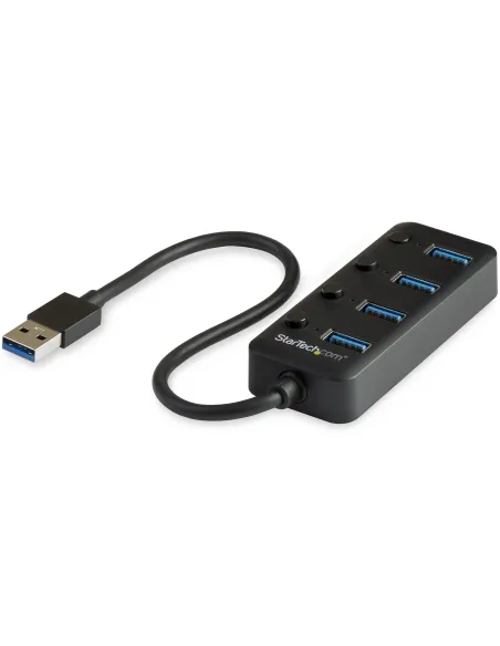 StarTech.com Hub Ladrón USB 3.0 4 Puertos - USB-A a USB 3.0 Tipo A con Interruptores Individuales de Encendido Apagado - USB