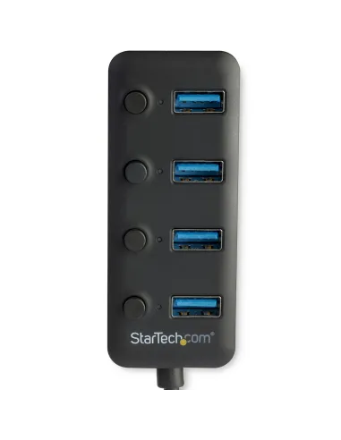 StarTech.com Hub Ladrón USB 3.0 4 Puertos - USB-A a USB 3.0 Tipo A con Interruptores Individuales de Encendido Apagado - USB