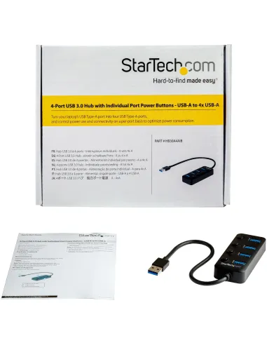 StarTech.com Hub Ladrón USB 3.0 4 Puertos - USB-A a USB 3.0 Tipo A con Interruptores Individuales de Encendido Apagado - USB