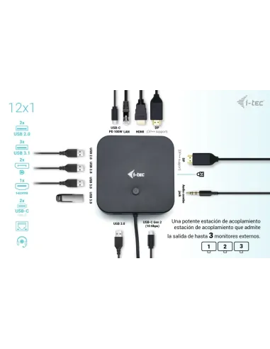 i-tec USB-C HDMI Dual DP Docking Station with Power Delivery 100 W + Universal Charger 100 W