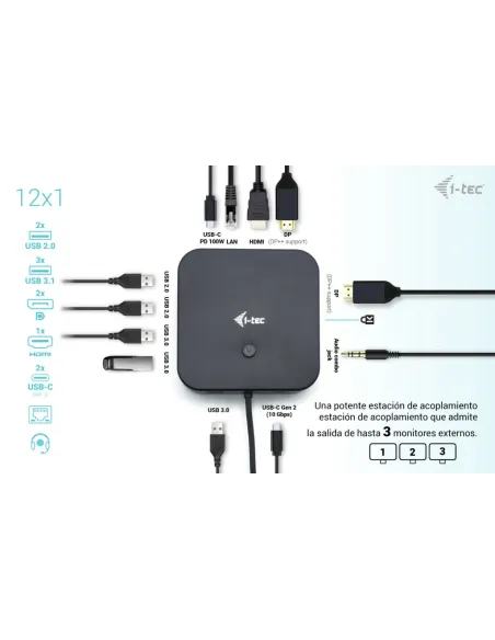 i-tec USB-C HDMI Dual DP Docking Station with Power Delivery 100 W + Universal Charger 100 W