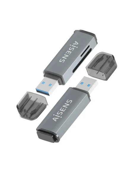 AISENS Lector De Tarjetas SD, Micro SD, MMC, Rs-MMC, MMC Micro, USB-A, Gris