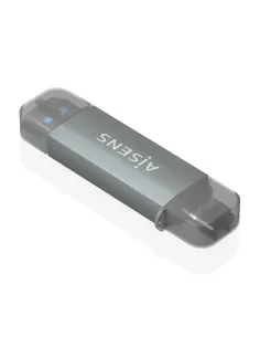AISENS Lector de Tarjetas SD, Micro SD, MMC, RS-MMC, MMC Micro, USB-A y USB-C, Gris