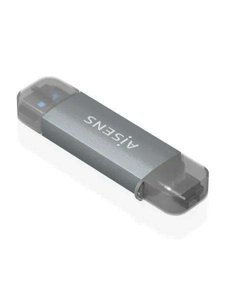 AISENS Lector de Tarjetas SD, Micro SD, MMC, RS-MMC, MMC Micro, USB-A y USB-C, Gris