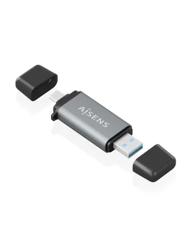 AISENS Lector De Tarjetas SD, Micro SD, MMC, Rs-MMC, MMC Micro, USB-A y USB-C, Gris