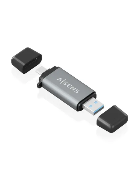 AISENS Lector De Tarjetas SD, Micro SD, MMC, Rs-MMC, MMC Micro, USB-A y USB-C, Gris
