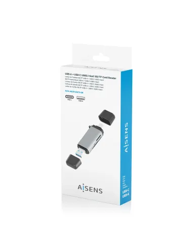 AISENS Lector De Tarjetas SD, Micro SD, MMC, Rs-MMC, MMC Micro, USB-A y USB-C, Gris