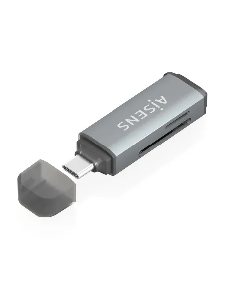 AISENS Lector De Tarjetas SD, Micro SD, MMC, Rs-MMC, MMC Micro, USB-C, Gris