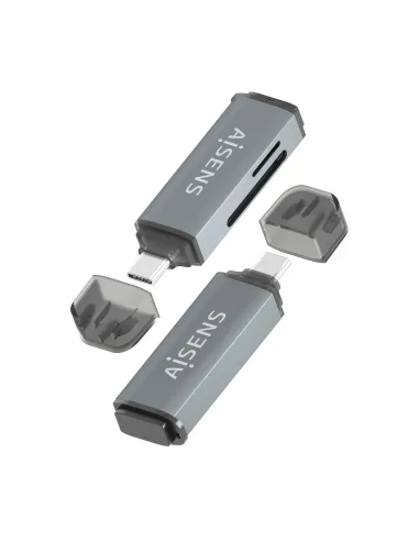 AISENS Lector De Tarjetas SD, Micro SD, MMC, Rs-MMC, MMC Micro, USB-C, Gris