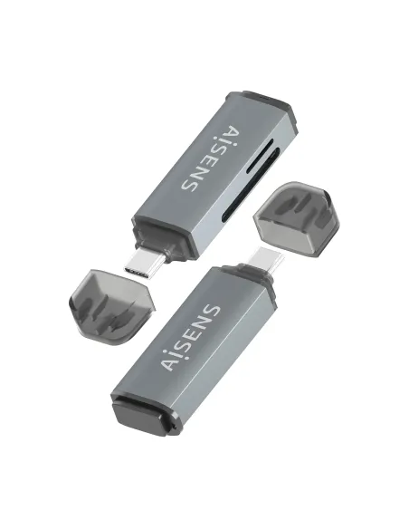 AISENS Lector De Tarjetas SD, Micro SD, MMC, Rs-MMC, MMC Micro, USB-C, Gris