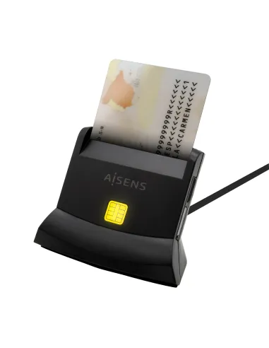 AISENS Lector De Tarjeta Dni Con Lector De Tarjetas SIM, SD, Micro SD, MMC, RS-MMC, MMC Micro, USB-C, Negro