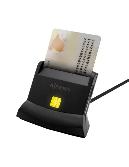 AISENS Lector De Tarjeta Dni Con Lector De Tarjetas SIM, SD, Micro SD, MMC, RS-MMC, MMC Micro, USB-C, Negro