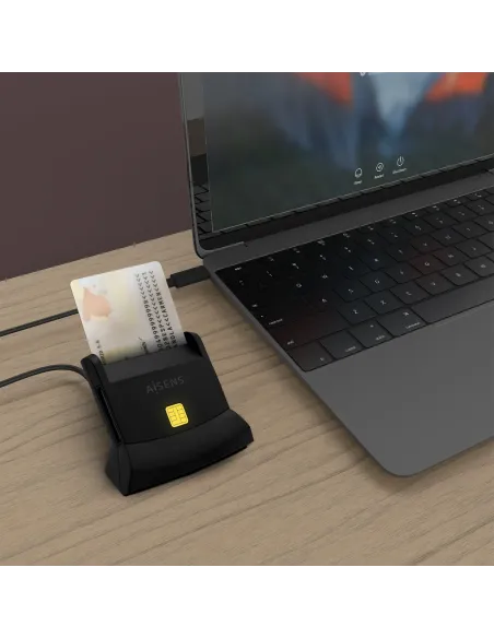AISENS Lector De Tarjeta Dni Con Lector De Tarjetas SIM, SD, Micro SD, MMC, RS-MMC, MMC Micro, USB-C, Negro