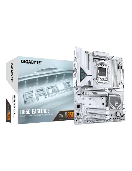 GIGABYTE B850 EAGLE ICE Placa Base – Procesadores AMD Ryzen serie 9000, VRM digital de 8+2+2 fases, hasta 8200 MHz DDR5 (O.C),
