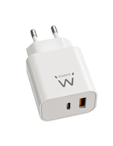 Cargador ewent ew1318 20w 1x usb tipo a 1x usb tipo c blanco