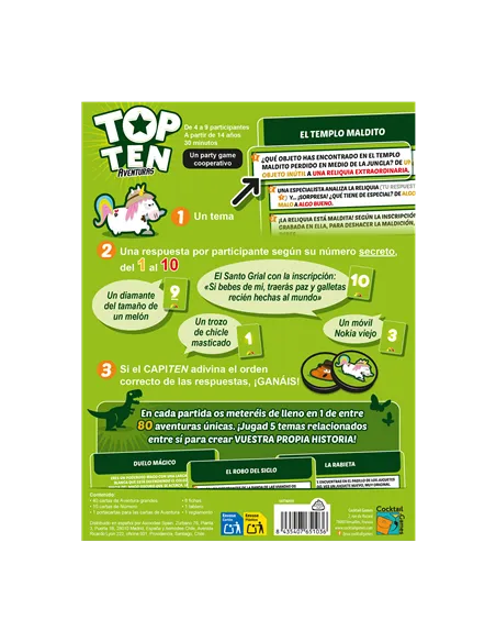 Juego de mesa top ten aventuras