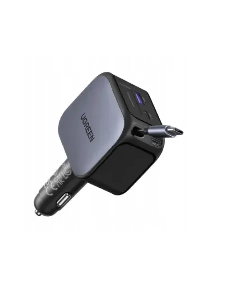 UGREEN 145W 3C1A FAST CAR CHARGER WITH RETRACTABLE USB-C CABLE