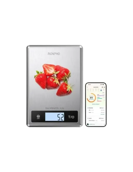 RENPHO CALIBRA 1 - SMART NUTRITION SCALE - BLE - GREY STAINLESS STEEL (UP TO 11LB/5KG)