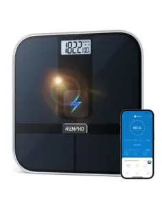 RENPHO  ELIS SOLAR 2 - SMART BODY SCALE - ITO - BLE - 11X11X0.9 INCH - BLACK