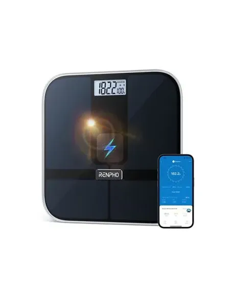 RENPHO  ELIS SOLAR 2 - SMART BODY SCALE - ITO - BLE - 11X11X0.9 INCH - BLACK