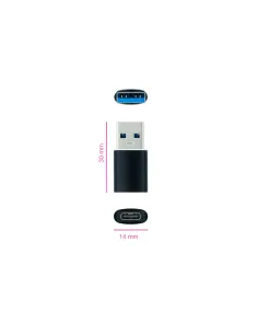 Nanocable Adaptador USB-A 3.1 a USB-C, USB-A M-USB-C H, Negro 2