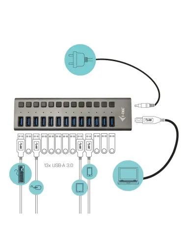 i-tec USB 3.0 Charging HUB 13port + Power Adapter 60 W