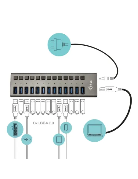 i-tec USB 3.0 Charging HUB 13port + Power Adapter 60 W