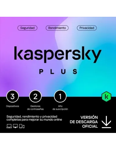 Kaspersky Plus 3 Dispositivos Licencia 1 año ESP