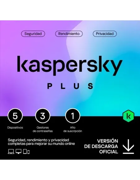 Kaspersky Plus 5 Dispositivos Licencia 1 año ESP