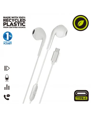 Muvit for charge auriculares estéreo e58 tipo c blancos