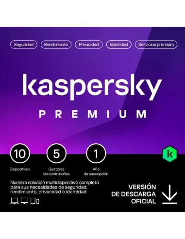 Kaspersky Premium + Customer Support 10 Dispositivo Licencia 1 año ESP