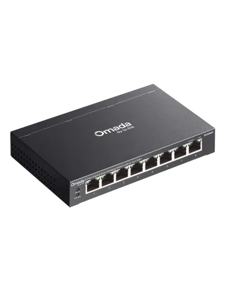 TP-Link Omada ES208GP switch Gestionado L2 Gigabit Ethernet (10 100 1000) Energía sobre Ethernet (PoE) DIN rail Negro