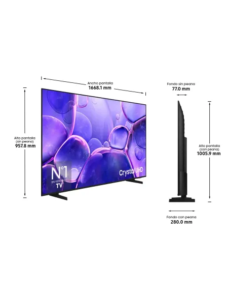 Samsung TV 75" Crystal UHD U8075F 4K Smart TV 2025