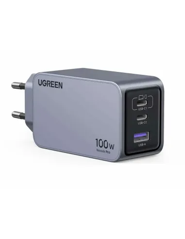 Ugreen Nexode Pro EU 3-Port GaN PD Fast Charger With USB-C Cable Universal Negro, Gris Corriente alterna Carga rápida Interior