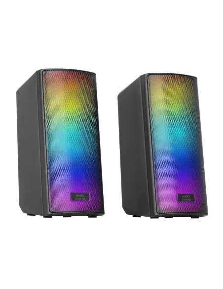 Mars Gaming MSRGB2, Altavoces Bluetooth 5.3 15W, Procesador de Sonido DSP, Iluminación RGB Dinámica, Frontal Total Mesh,
